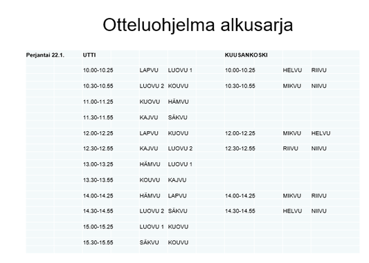 otteluohjelma salibandy 2016